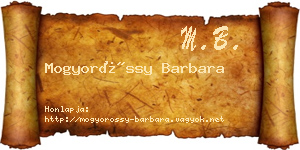 Mogyoróssy Barbara névjegykártya